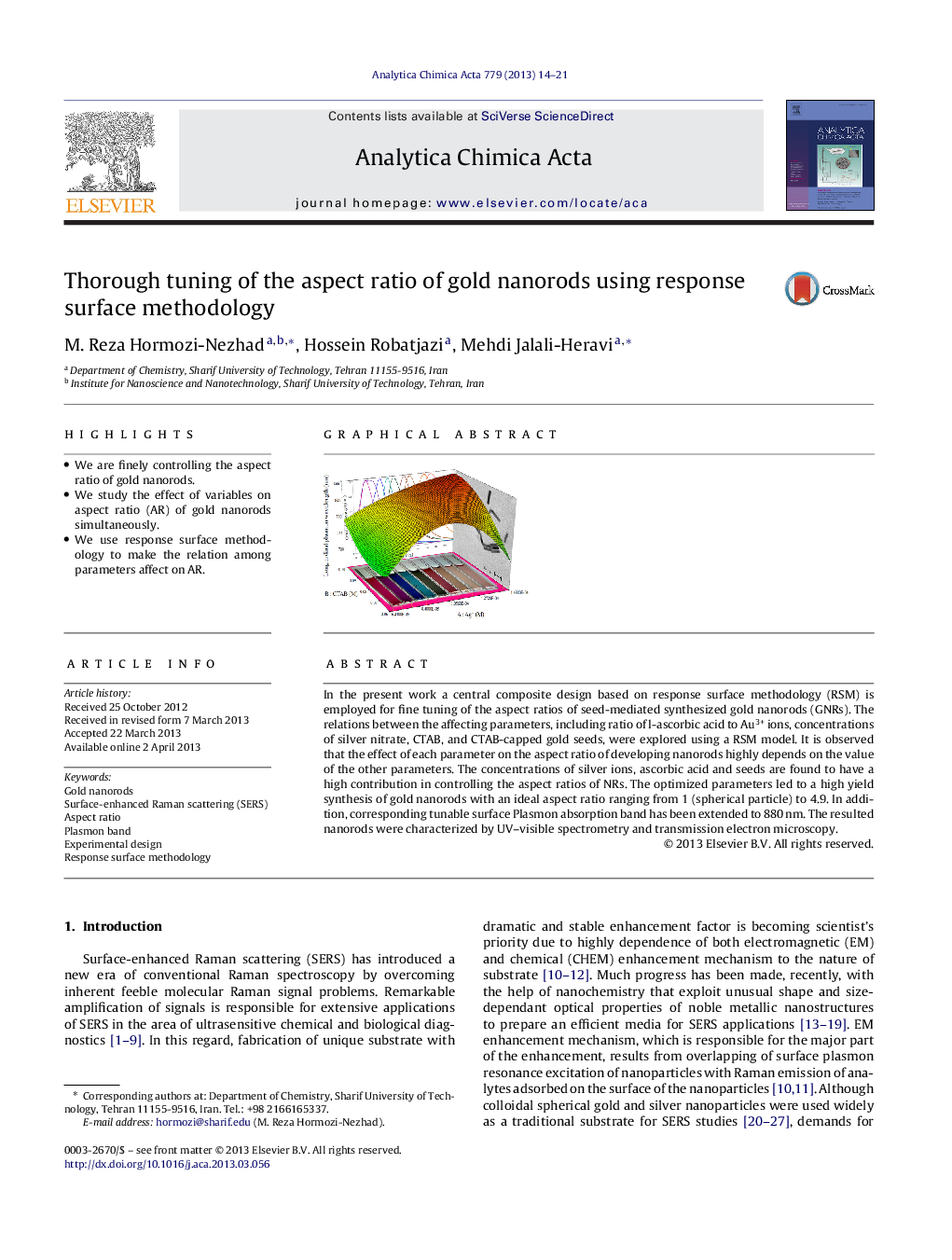 Thorough tuning of the aspect ratio of gold nanorods using response surface methodology