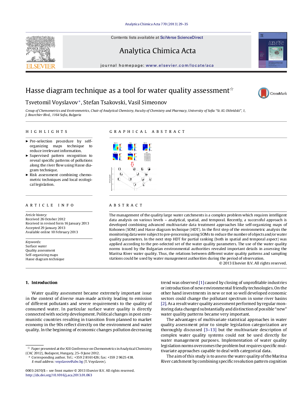 Hasse diagram technique as a tool for water quality assessment 