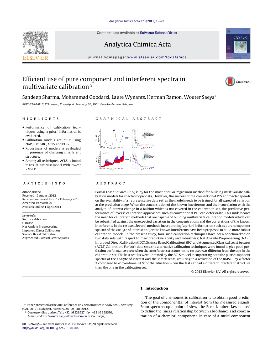 Efficient use of pure component and interferent spectra in multivariate calibration 