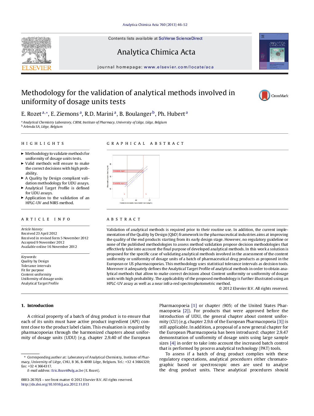 Methodology for the validation of analytical methods involved in uniformity of dosage units tests