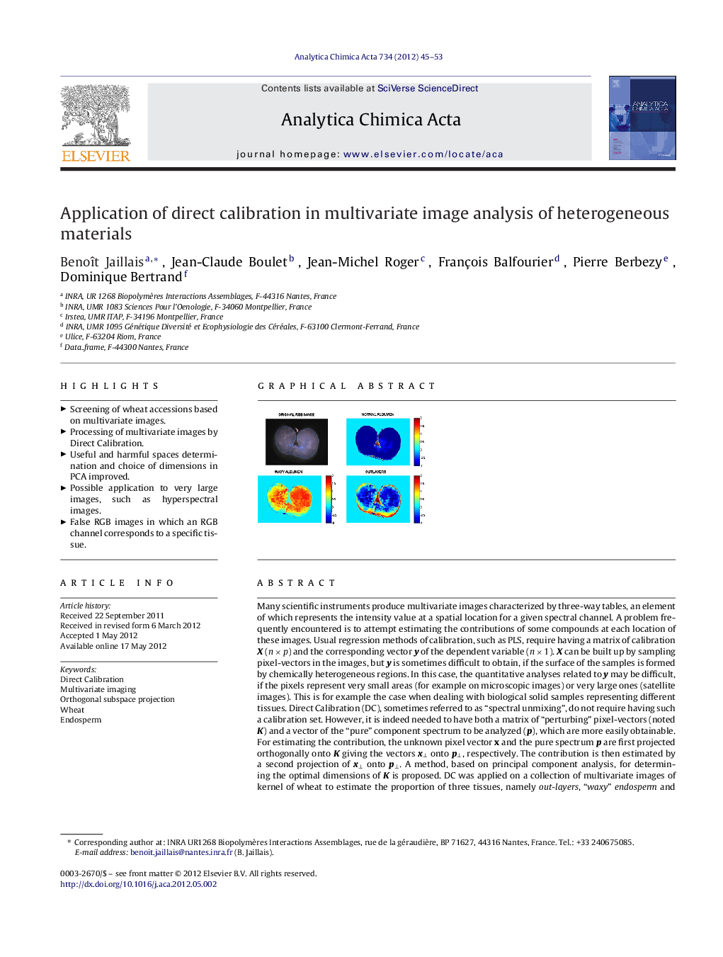 Application of direct calibration in multivariate image analysis of heterogeneous materials