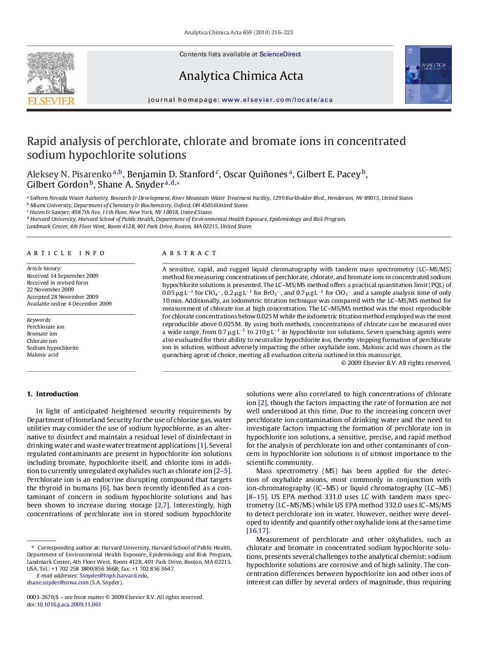 Rapid analysis of perchlorate, chlorate and bromate ions in concentrated sodium hypochlorite solutions