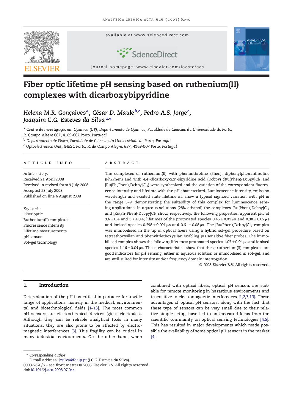 Fiber optic lifetime pH sensing based on ruthenium(II) complexes with dicarboxybipyridine
