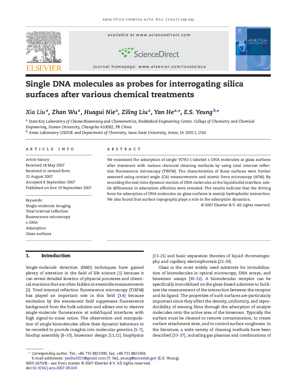 Single DNA molecules as probes for interrogating silica surfaces after various chemical treatments