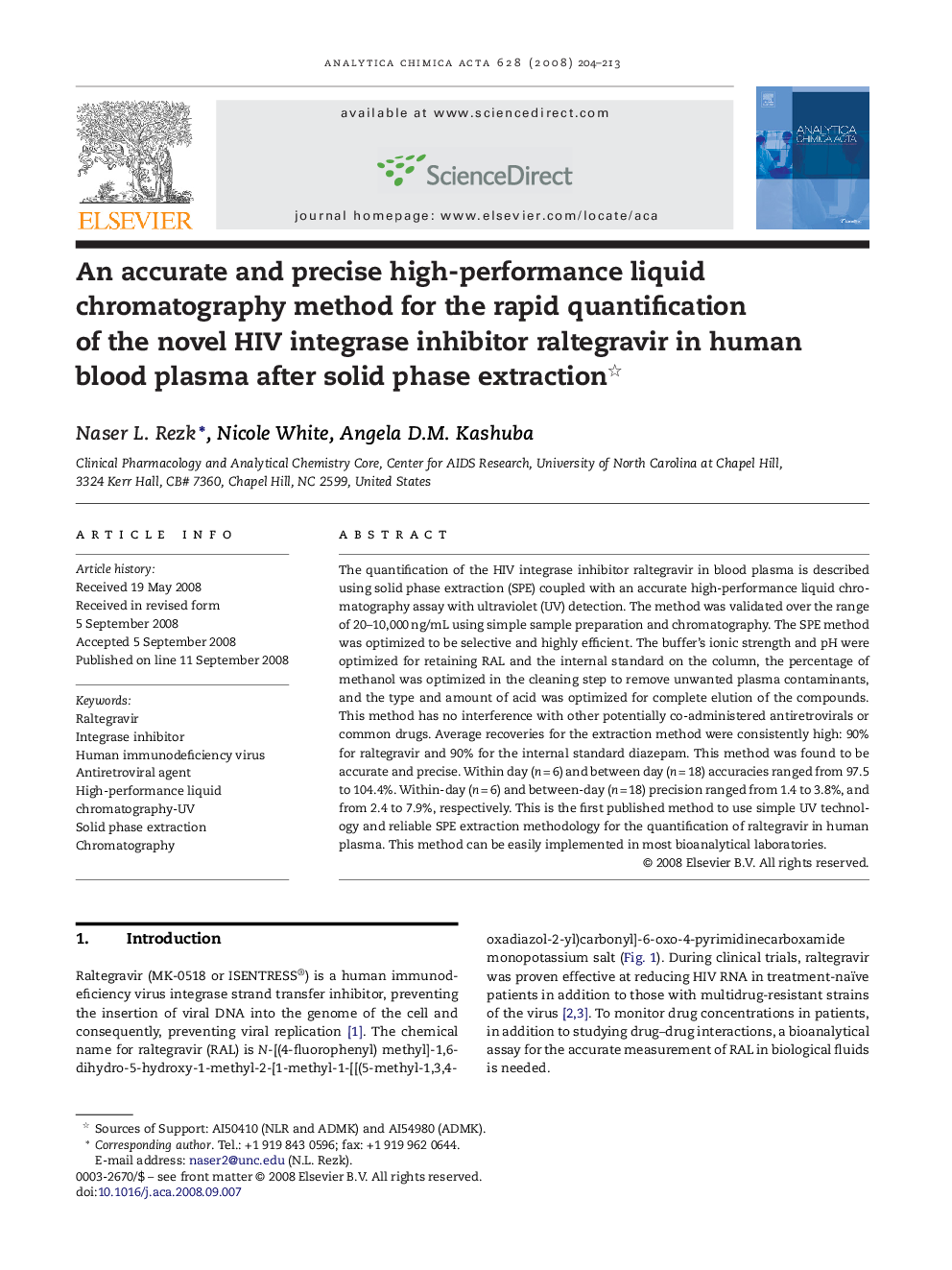 عکس صفحه اول مقاله: An accurate and precise high-performance liquid chromatography method for the rapid quantification of the novel HIV integrase inhibitor raltegravir in human blood plasma after solid phase extraction An accurate and precise high-performance liquid chromatography method for the rapid quantification of the novel HIV integrase inhibitor raltegravir in human blood plasma after solid phase extraction