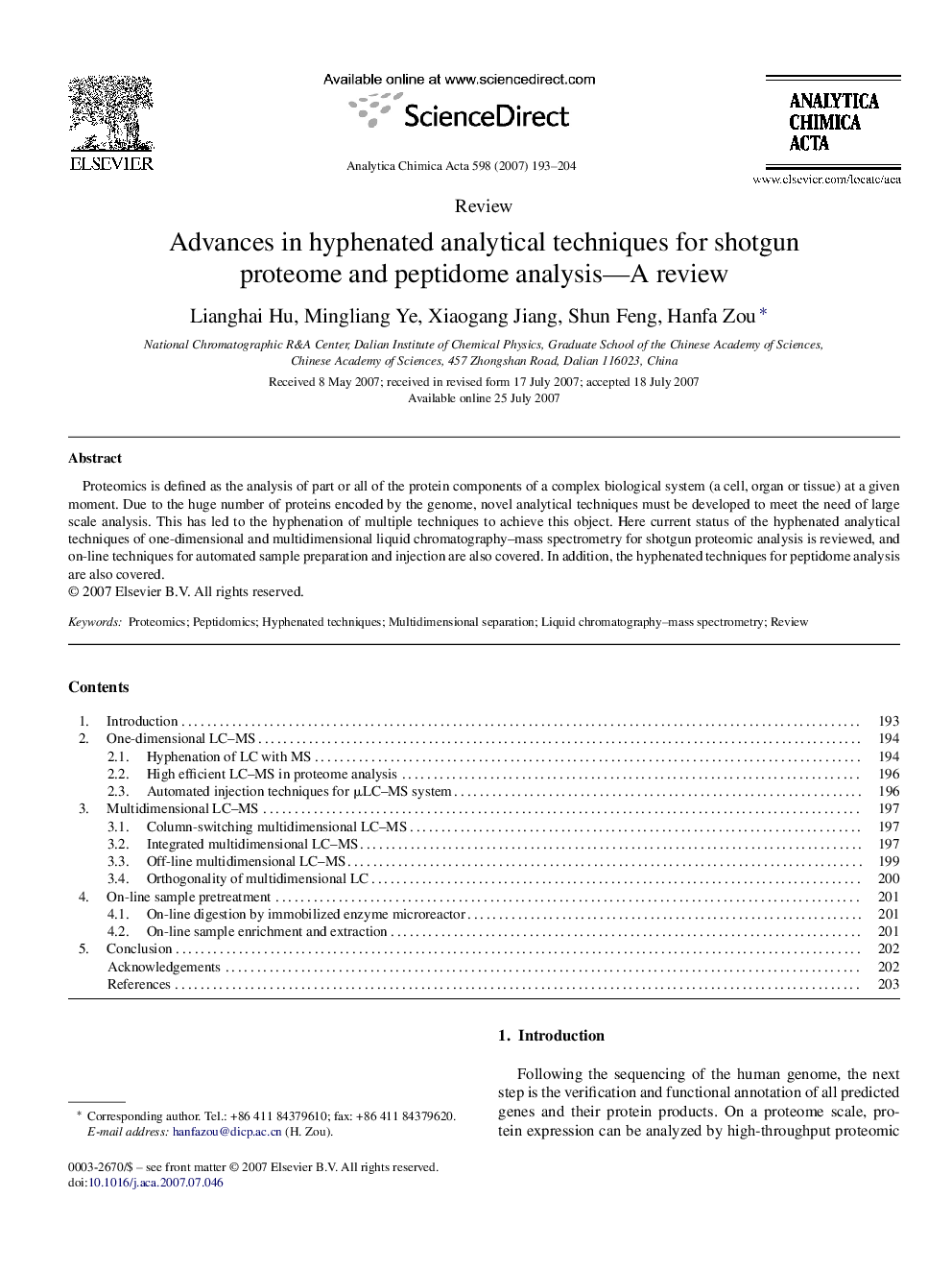 Advances in hyphenated analytical techniques for shotgun proteome and peptidome analysis—A review