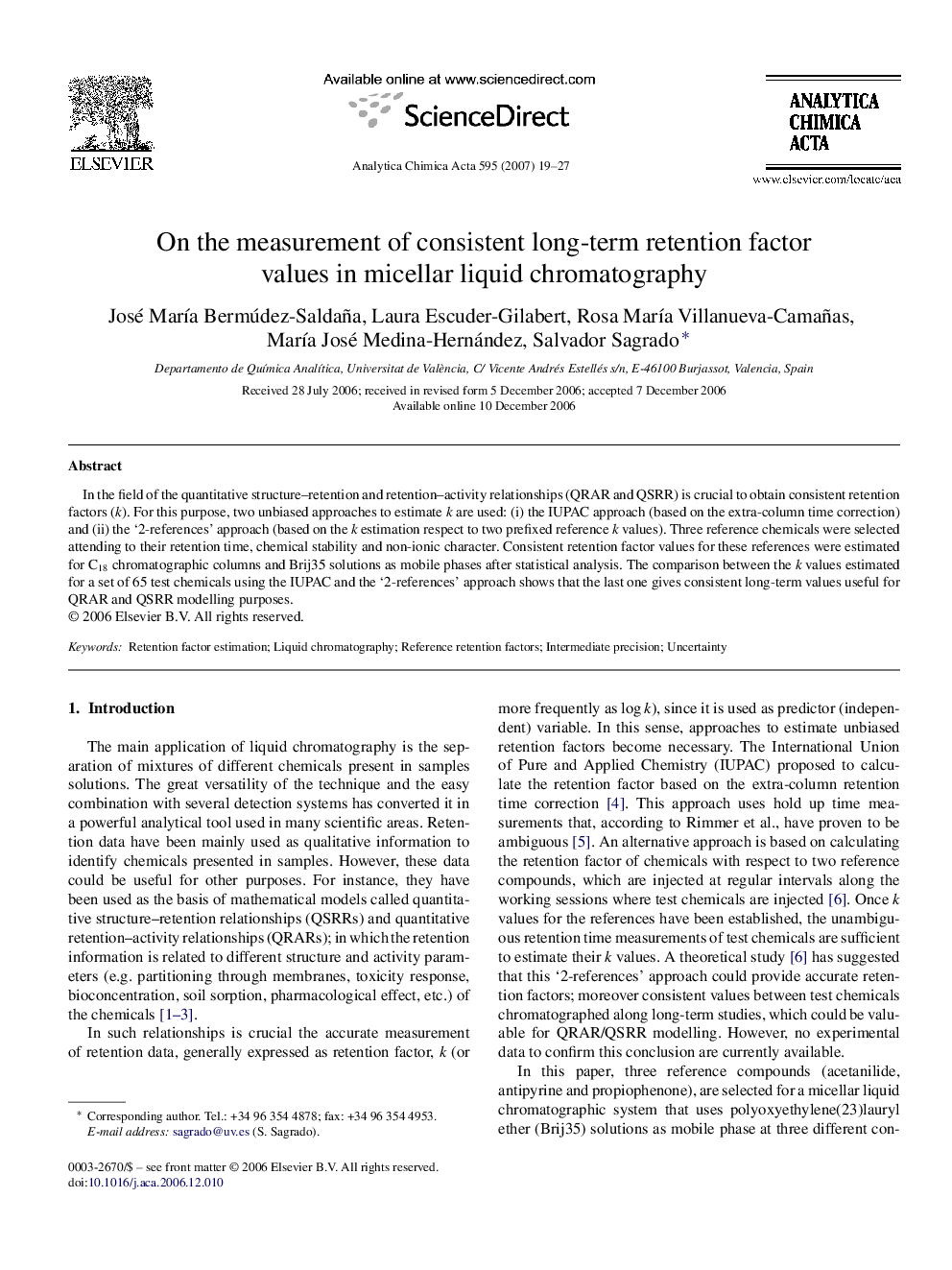 On the measurement of consistent long-term retention factor values in micellar liquid chromatography