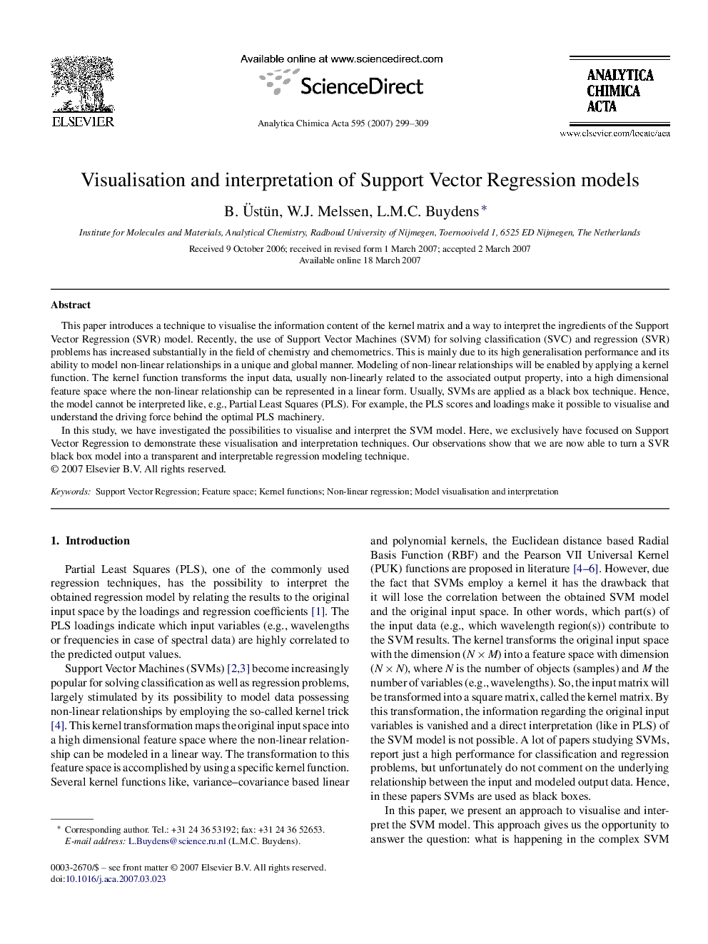 Visualisation and interpretation of Support Vector Regression models