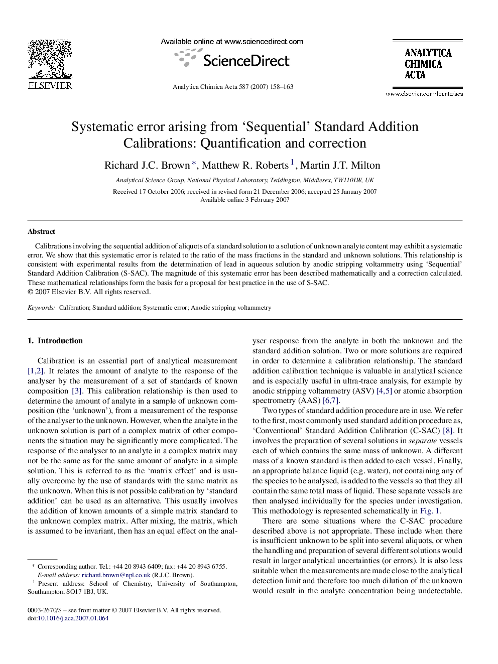 Systematic error arising from ‘Sequential’ Standard Addition Calibrations: Quantification and correction