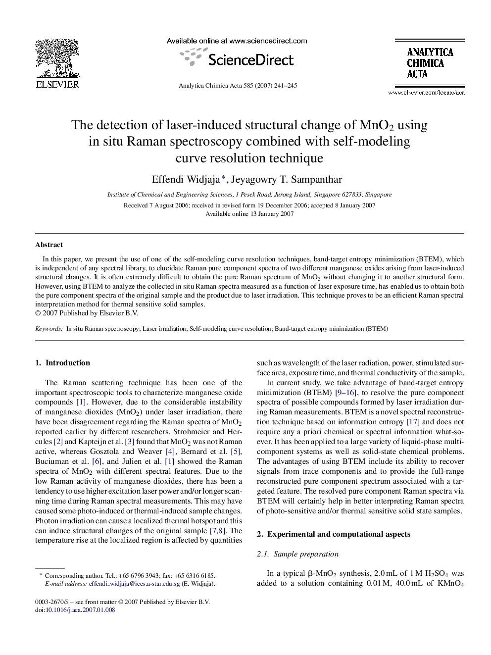 The detection of laser-induced structural change of MnO2 using in situ Raman spectroscopy combined with self-modeling curve resolution technique