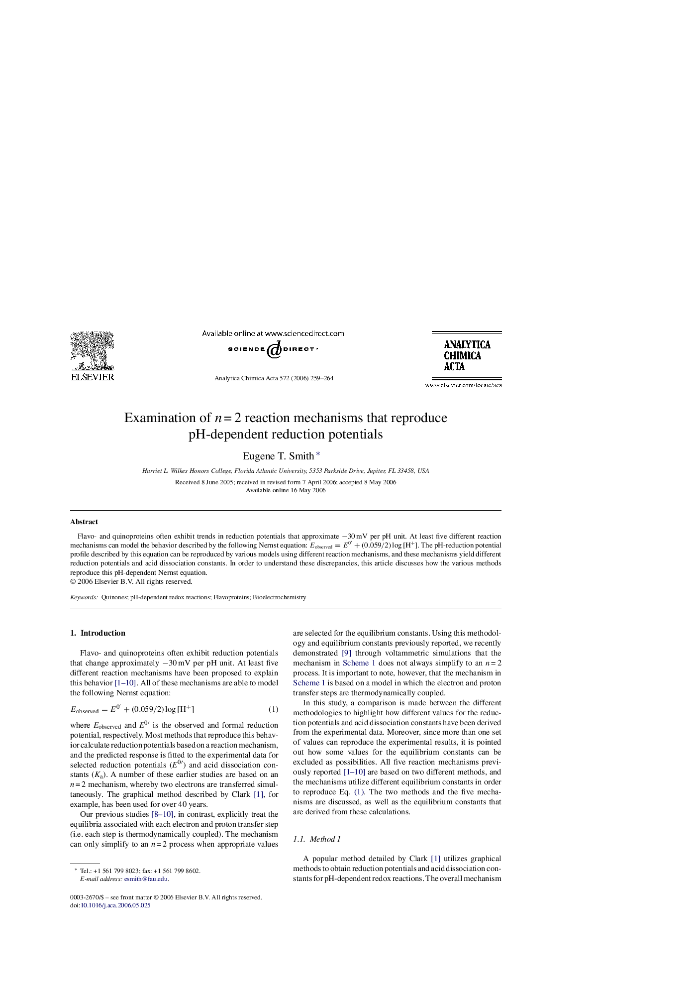 Examination of n = 2 reaction mechanisms that reproduce pH-dependent reduction potentials