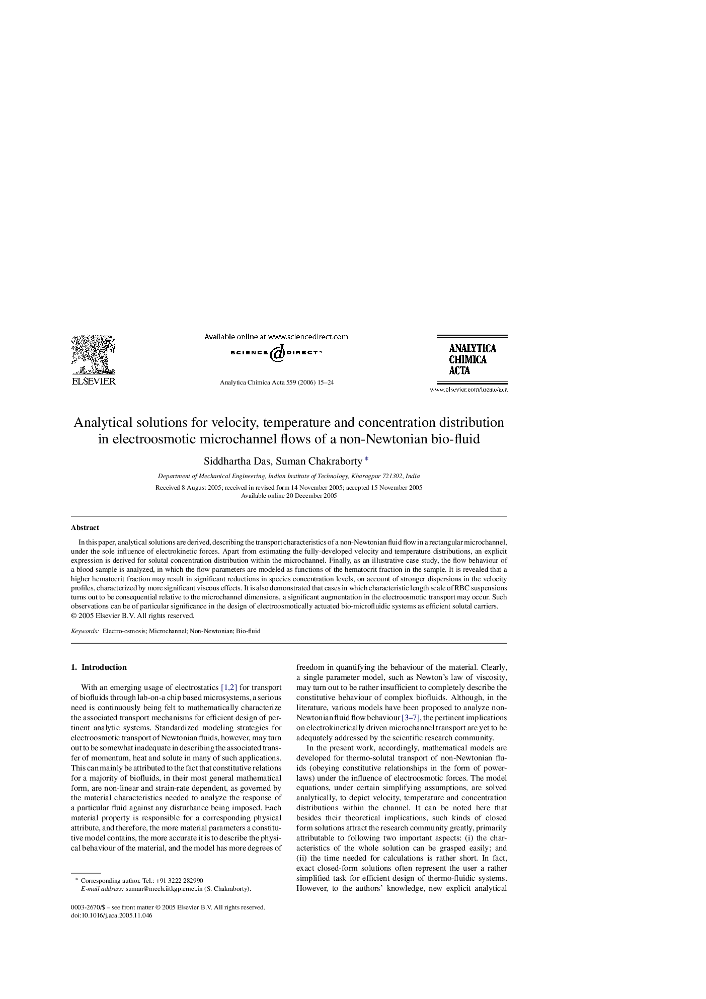 Analytical solutions for velocity, temperature and concentration distribution in electroosmotic microchannel flows of a non-Newtonian bio-fluid