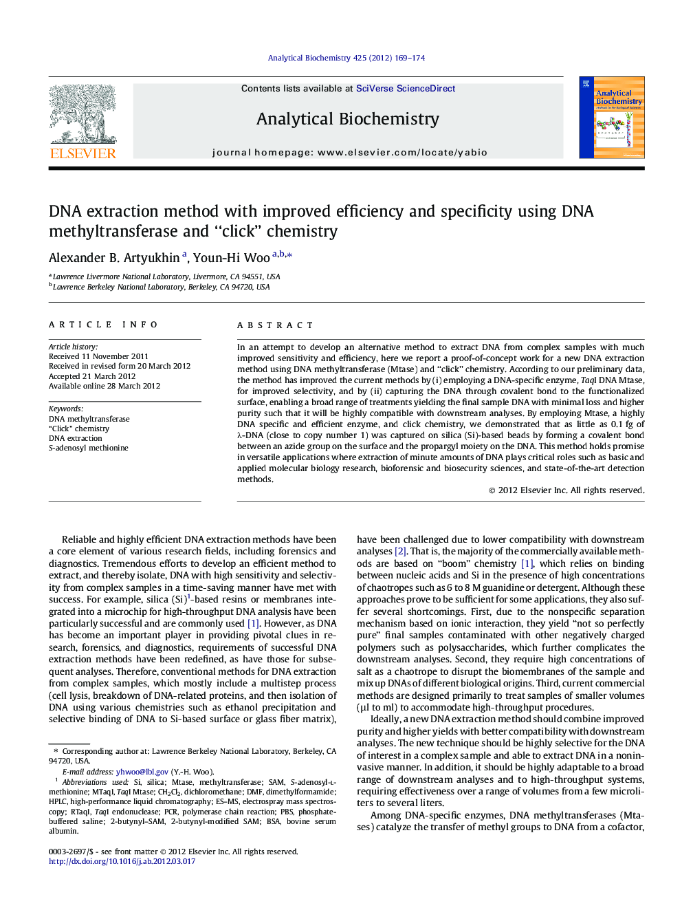 DNA extraction method with improved efficiency and specificity using DNA methyltransferase and “click” chemistry