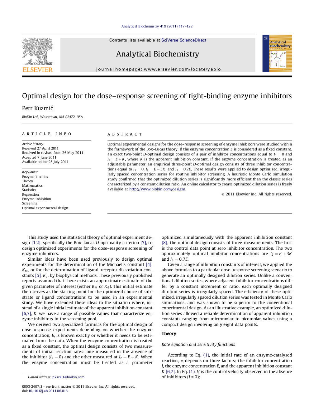 Optimal design for the dose–response screening of tight-binding enzyme inhibitors