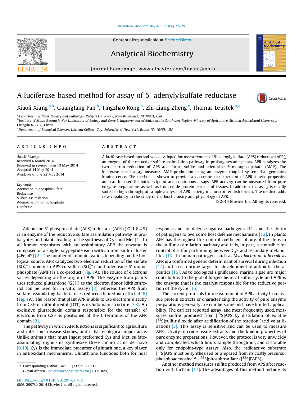 A luciferase-based method for assay of 5′-adenylylsulfate reductase