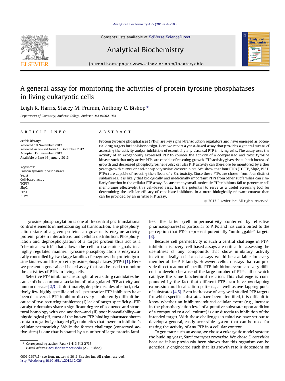 A general assay for monitoring the activities of protein tyrosine phosphatases in living eukaryotic cells