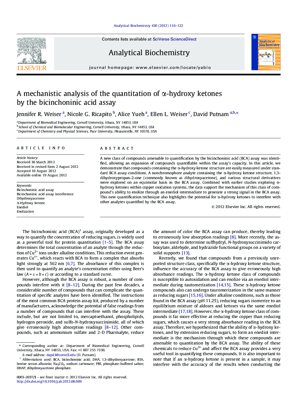 A mechanistic analysis of the quantitation of α-hydroxy ketones by the bicinchoninic acid assay