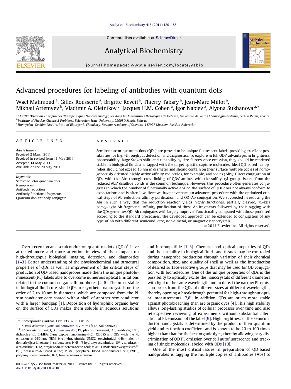 Advanced procedures for labeling of antibodies with quantum dots