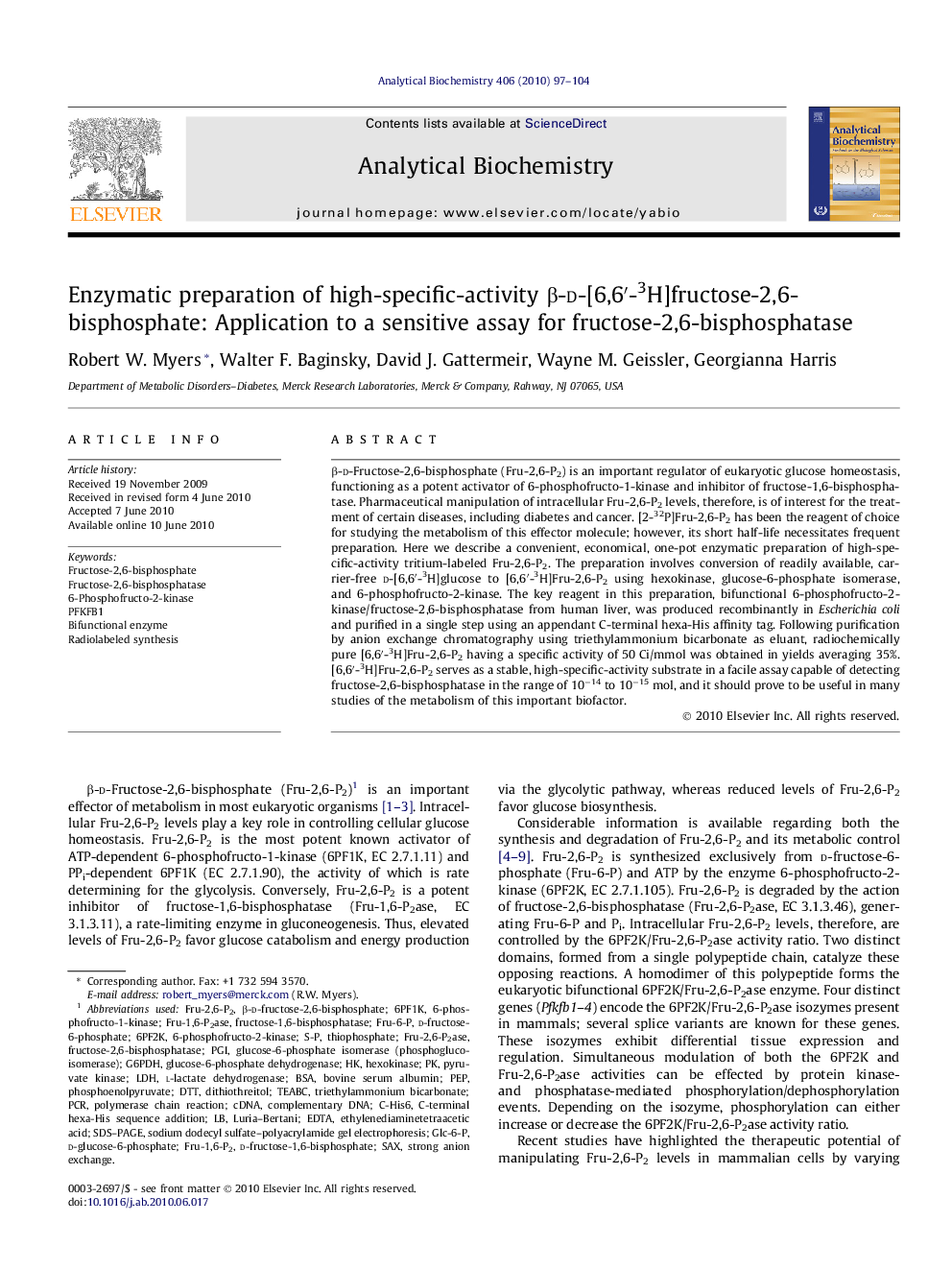 Enzymatic preparation of high-specific-activity β-d-[6,6′-3H]fructose-2,6-bisphosphate: Application to a sensitive assay for fructose-2,6-bisphosphatase