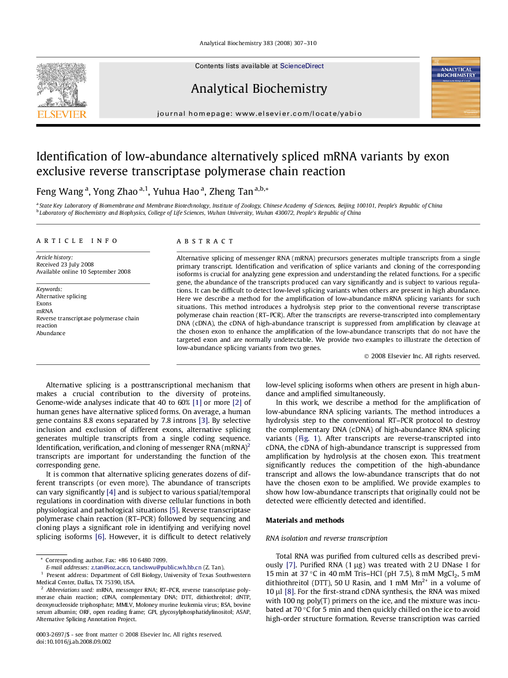 عکس صفحه اول مقاله: Identification of low-abundance alternatively spliced mRNA variants by exon exclusive reverse transcriptase polymerase chain reaction Identification of low-abundance alternatively spliced mRNA variants by exon exclusive reverse transcriptase polymerase chain reaction