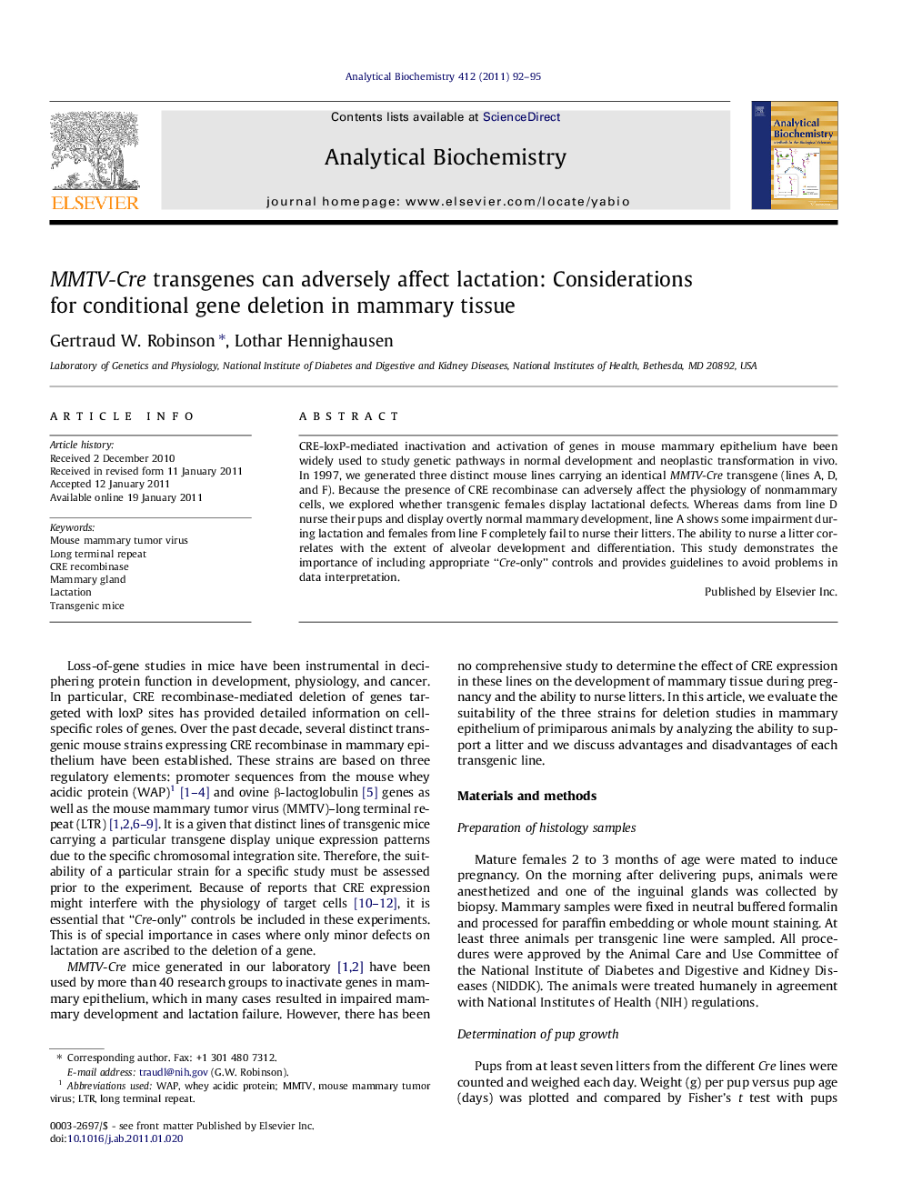 MMTV-Cre transgenes can adversely affect lactation: Considerations for conditional gene deletion in mammary tissue