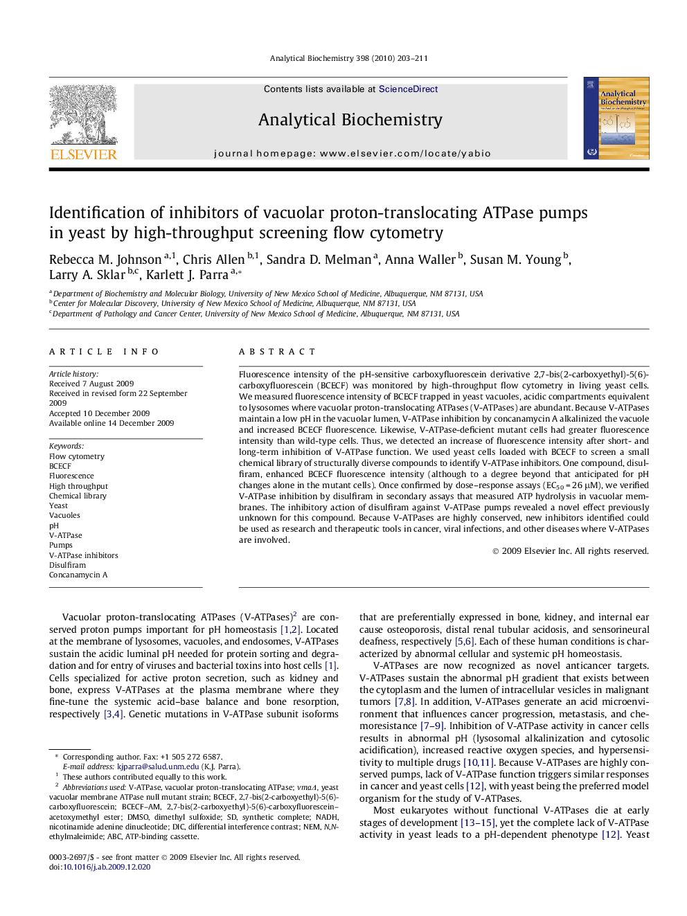 Identification of inhibitors of vacuolar proton-translocating ATPase pumps in yeast by high-throughput screening flow cytometry