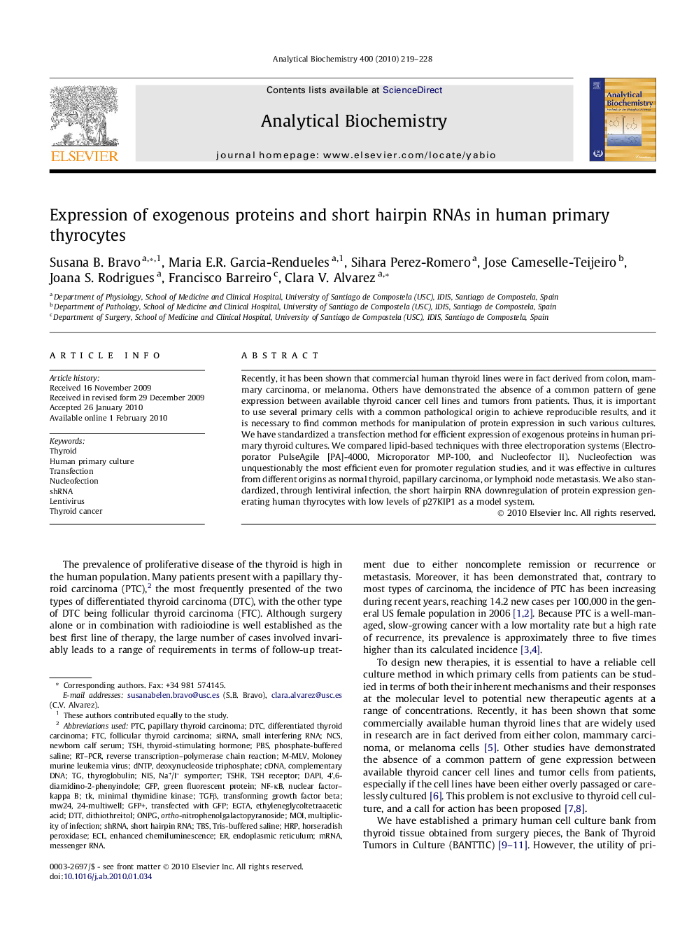 Expression of exogenous proteins and short hairpin RNAs in human primary thyrocytes