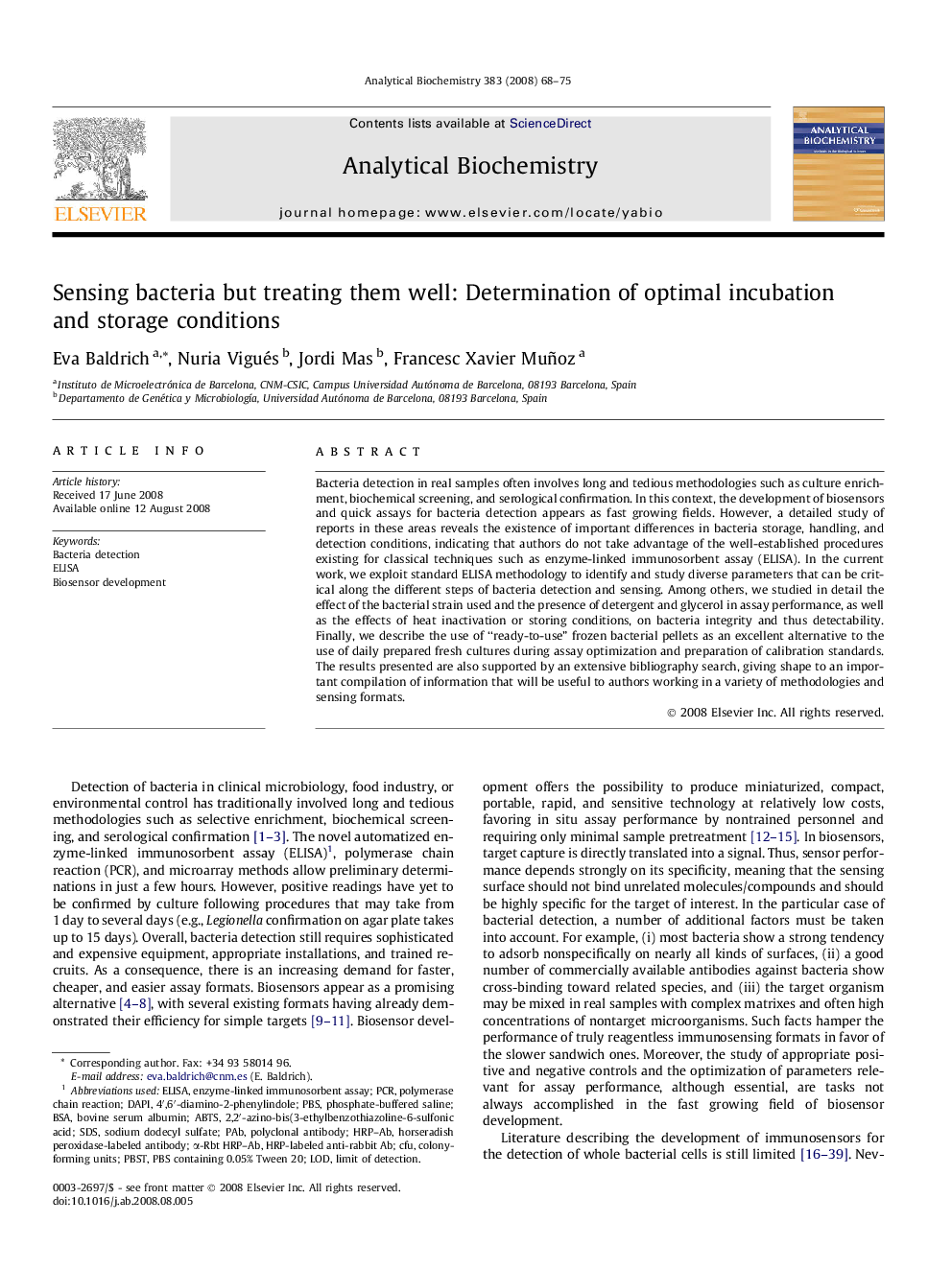 Sensing bacteria but treating them well: Determination of optimal incubation and storage conditions