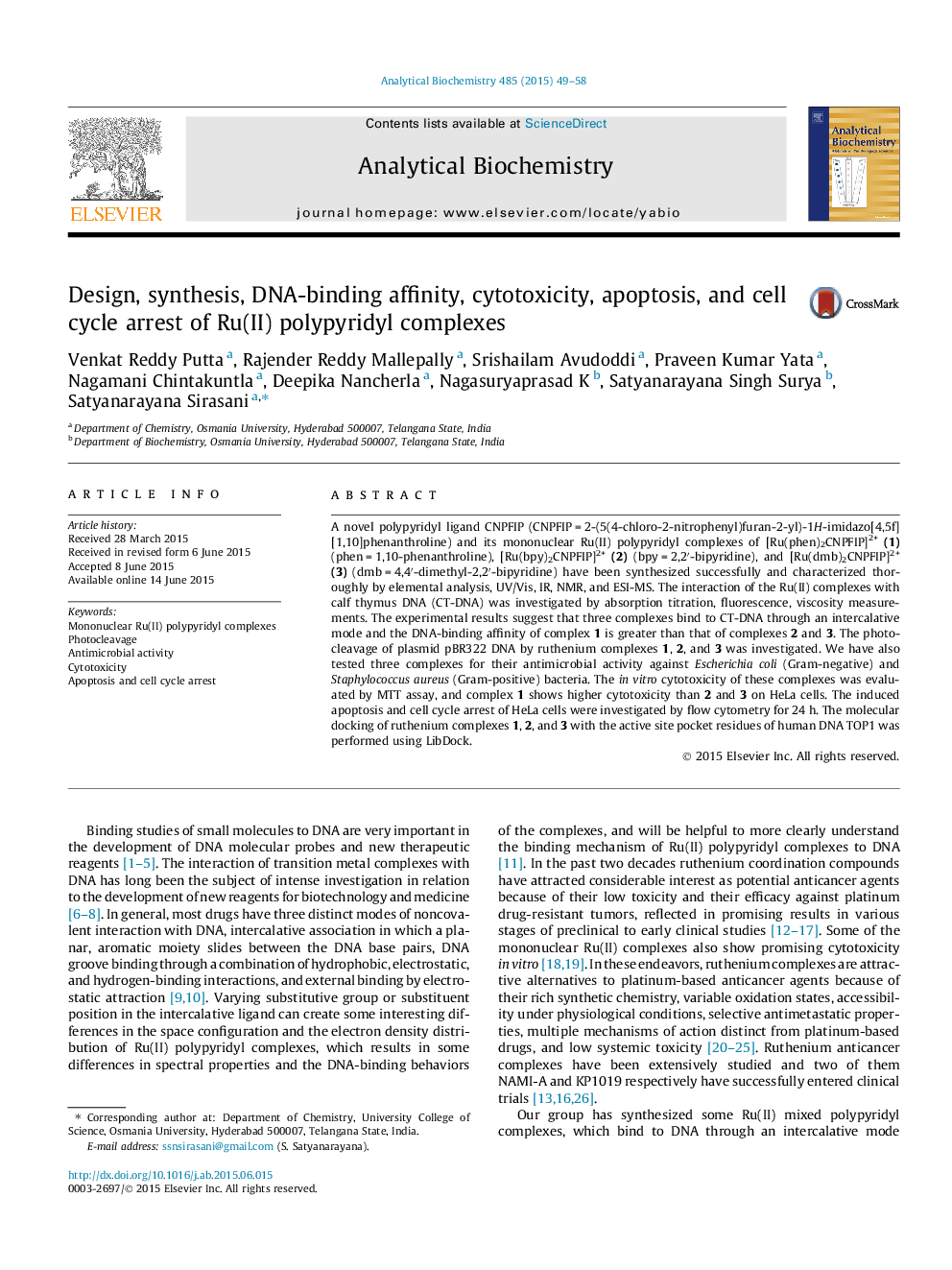 Design, synthesis, DNA-binding affinity, cytotoxicity, apoptosis, and cell cycle arrest of Ru(II) polypyridyl complexes