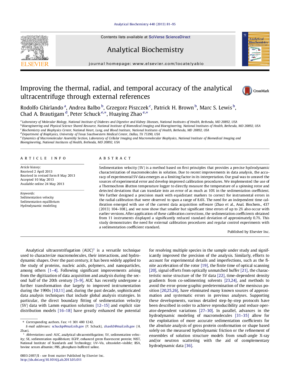 Improving the thermal, radial, and temporal accuracy of the analytical ultracentrifuge through external references