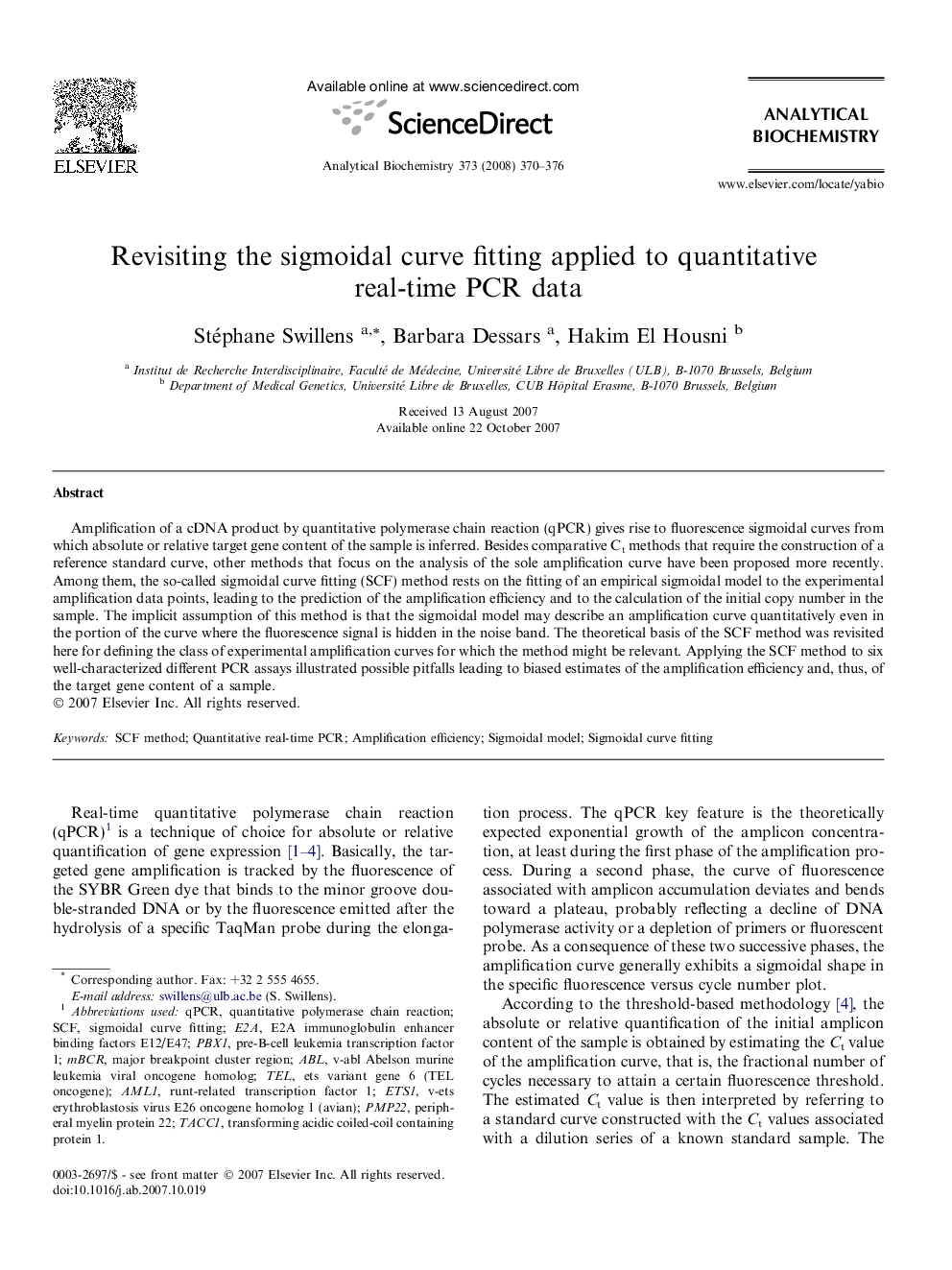 Revisiting the sigmoidal curve fitting applied to quantitative real-time PCR data