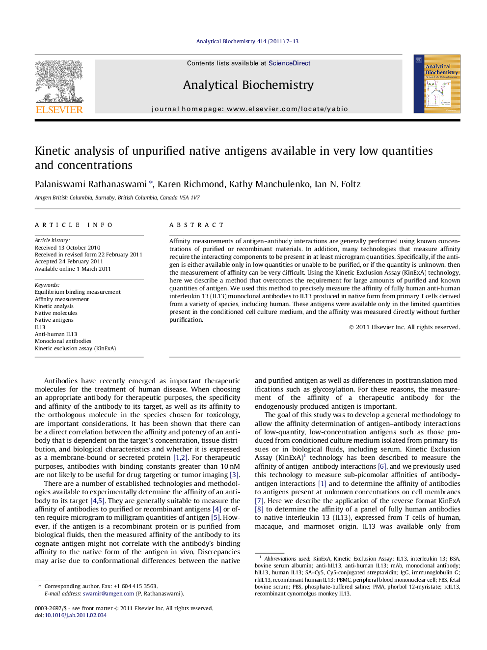 Kinetic analysis of unpurified native antigens available in very low quantities and concentrations