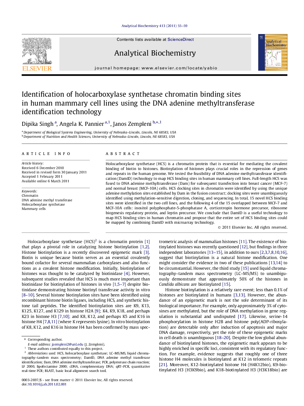 Identification of holocarboxylase synthetase chromatin binding sites in human mammary cell lines using the DNA adenine methyltransferase identification technology