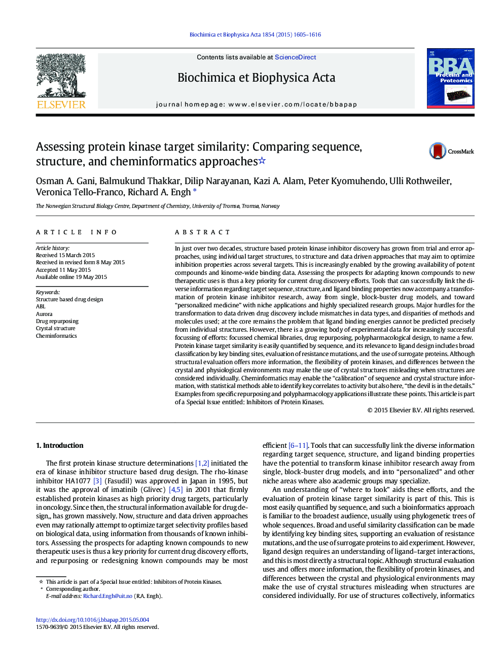 Assessing protein kinase target similarity: Comparing sequence, structure, and cheminformatics approaches 