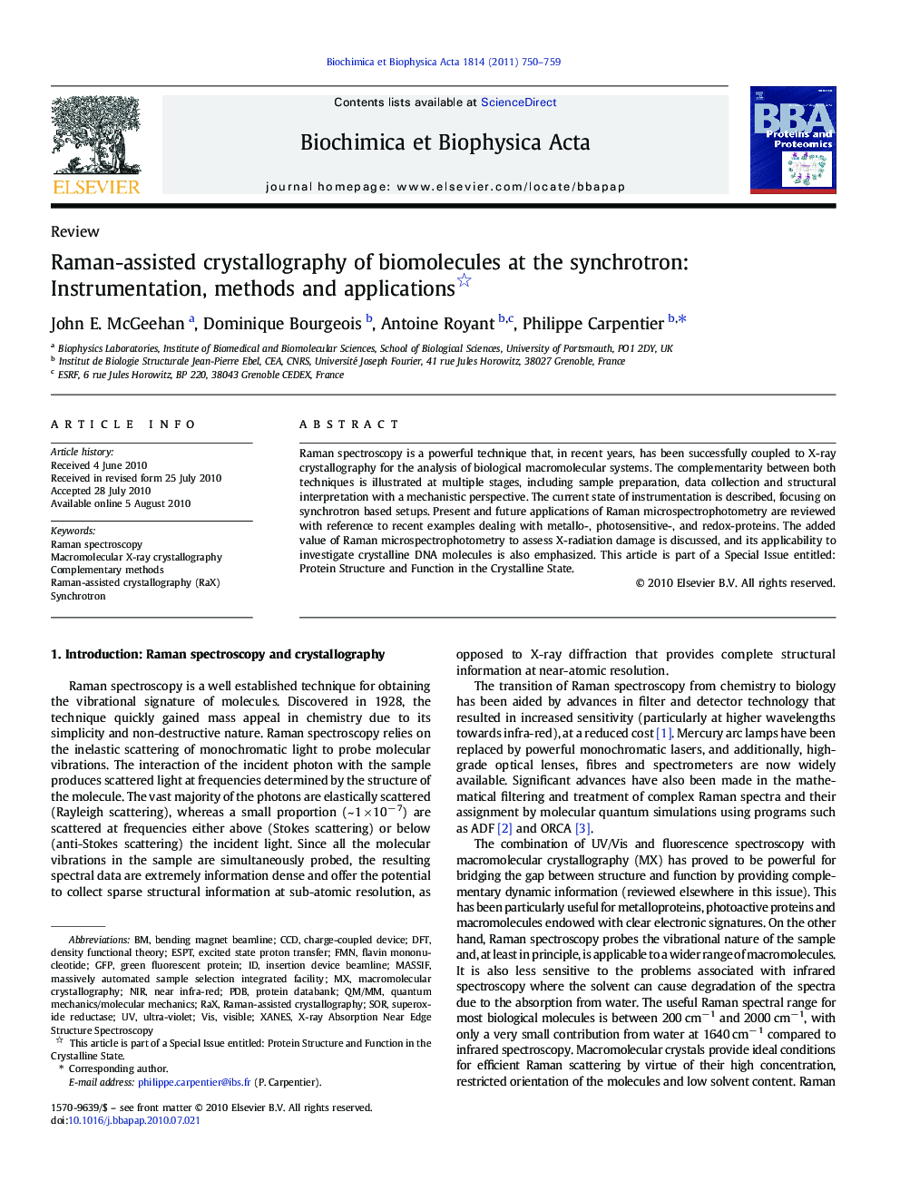 Raman-assisted crystallography of biomolecules at the synchrotron: Instrumentation, methods and applications 