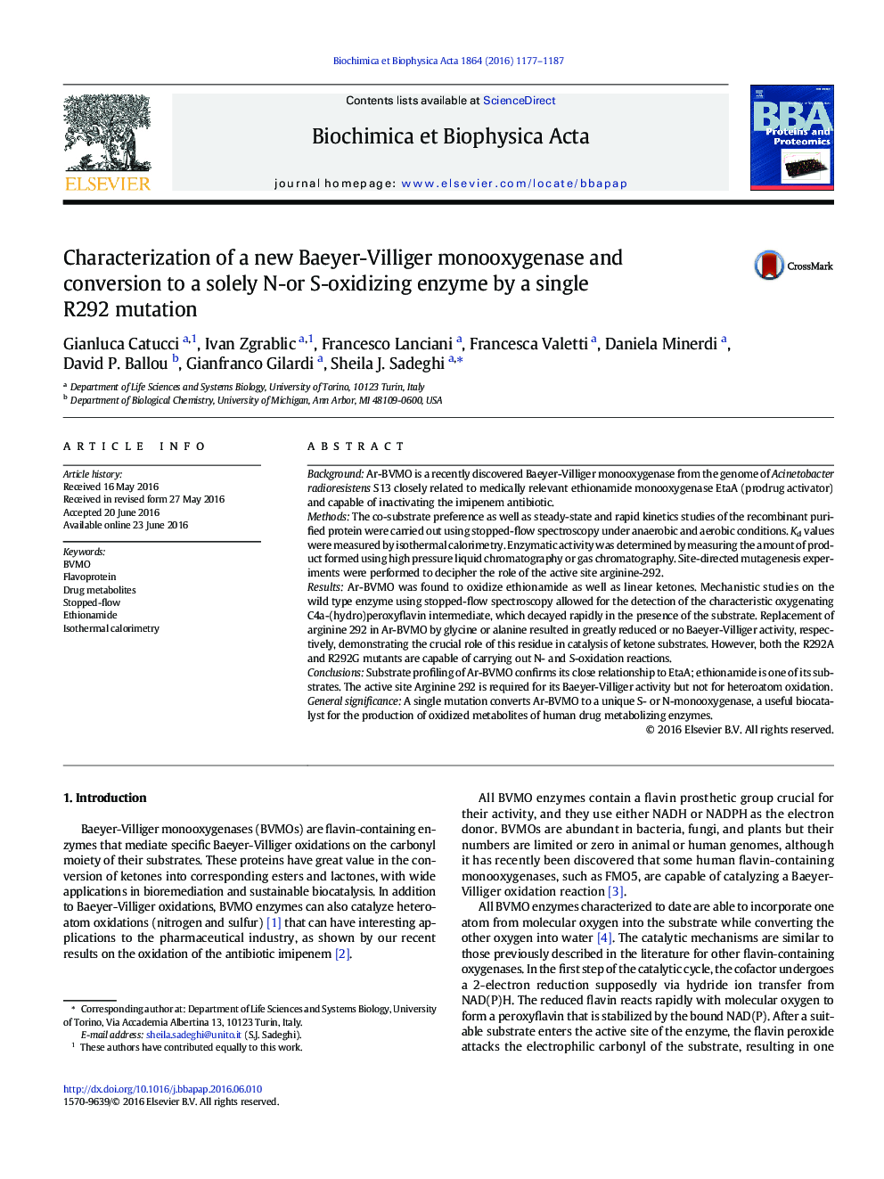 Characterization of a new Baeyer-Villiger monooxygenase and conversion to a solely N-or S-oxidizing enzyme by a single R292 mutation