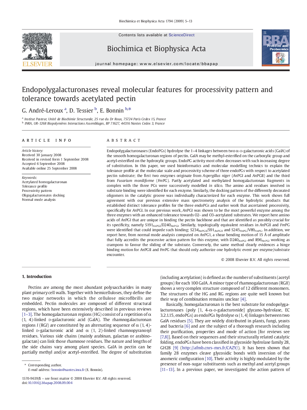 Endopolygalacturonases reveal molecular features for processivity pattern and tolerance towards acetylated pectin