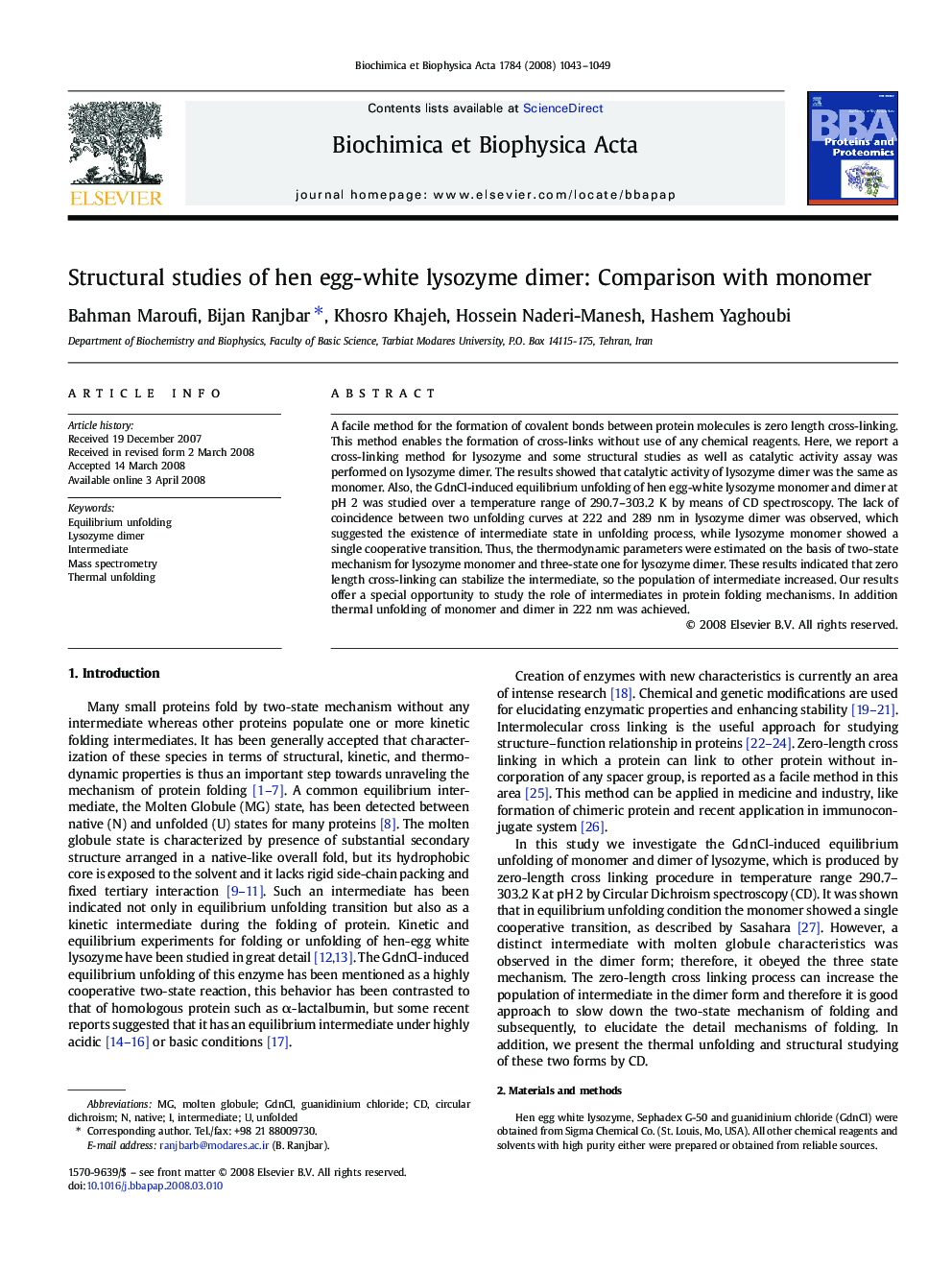 Structural studies of hen egg-white lysozyme dimer: Comparison with monomer