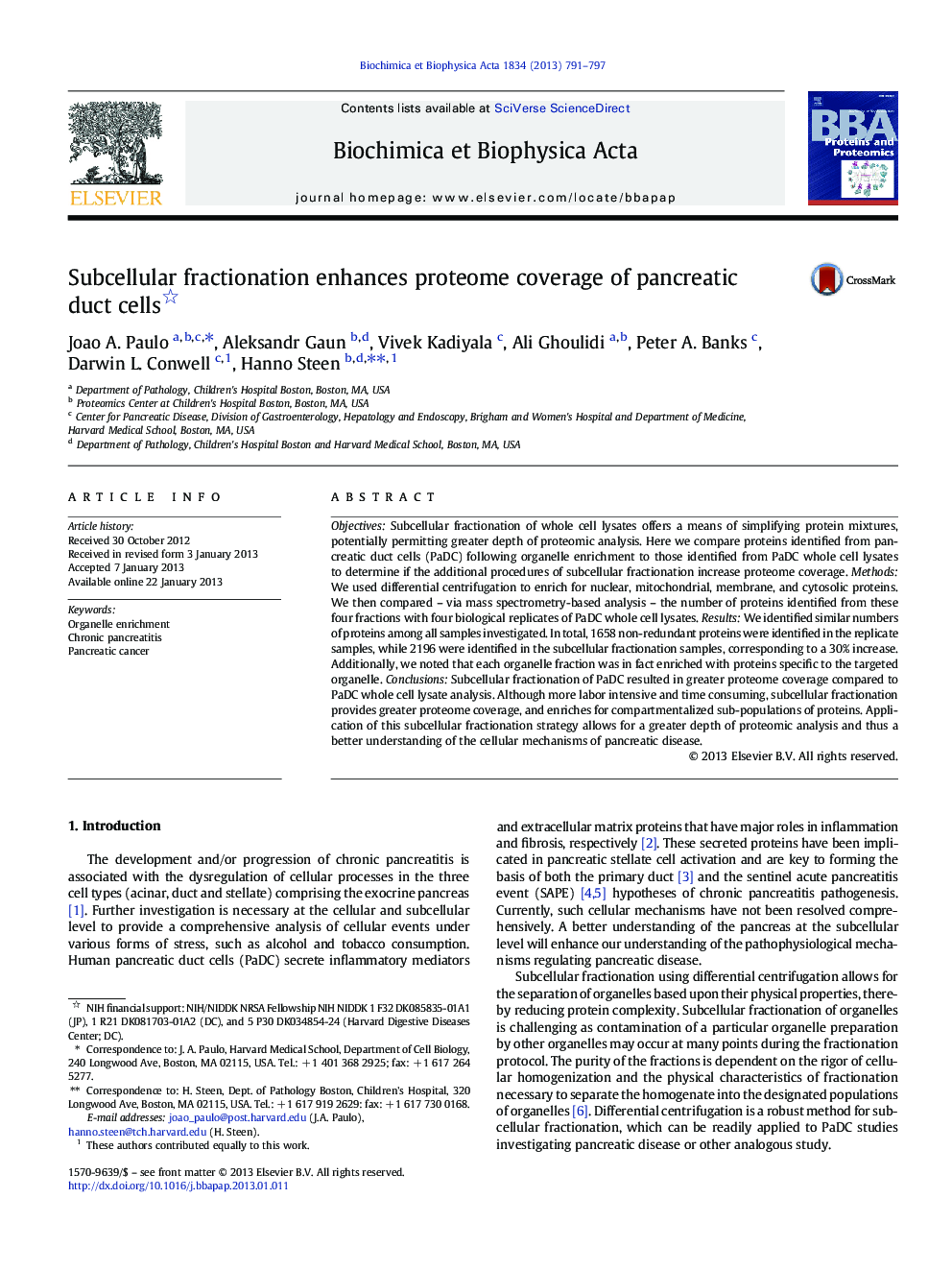 Subcellular fractionation enhances proteome coverage of pancreatic duct cells 