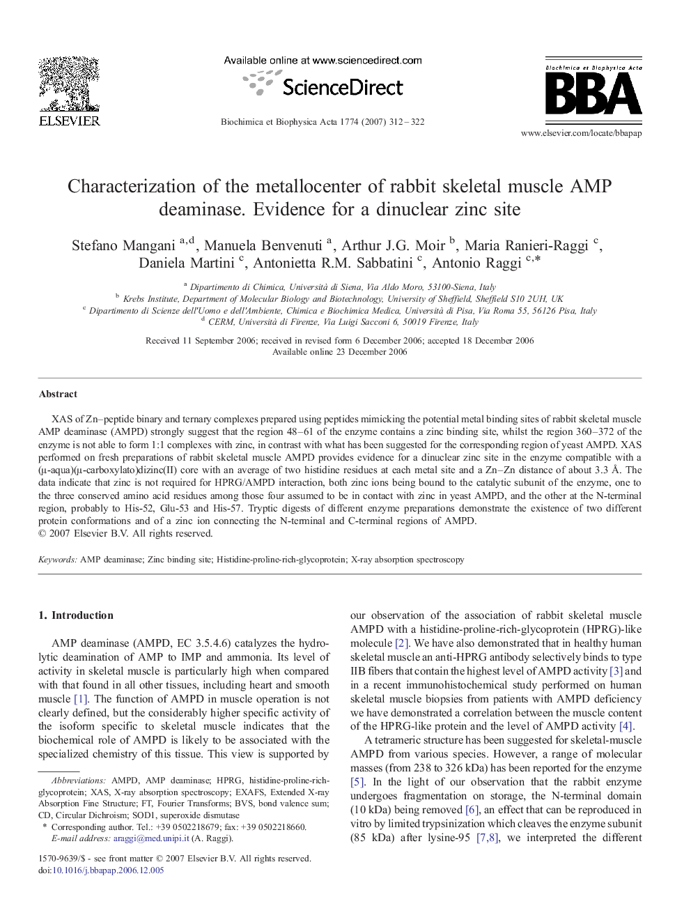 Characterization of the metallocenter of rabbit skeletal muscle AMP deaminase. Evidence for a dinuclear zinc site