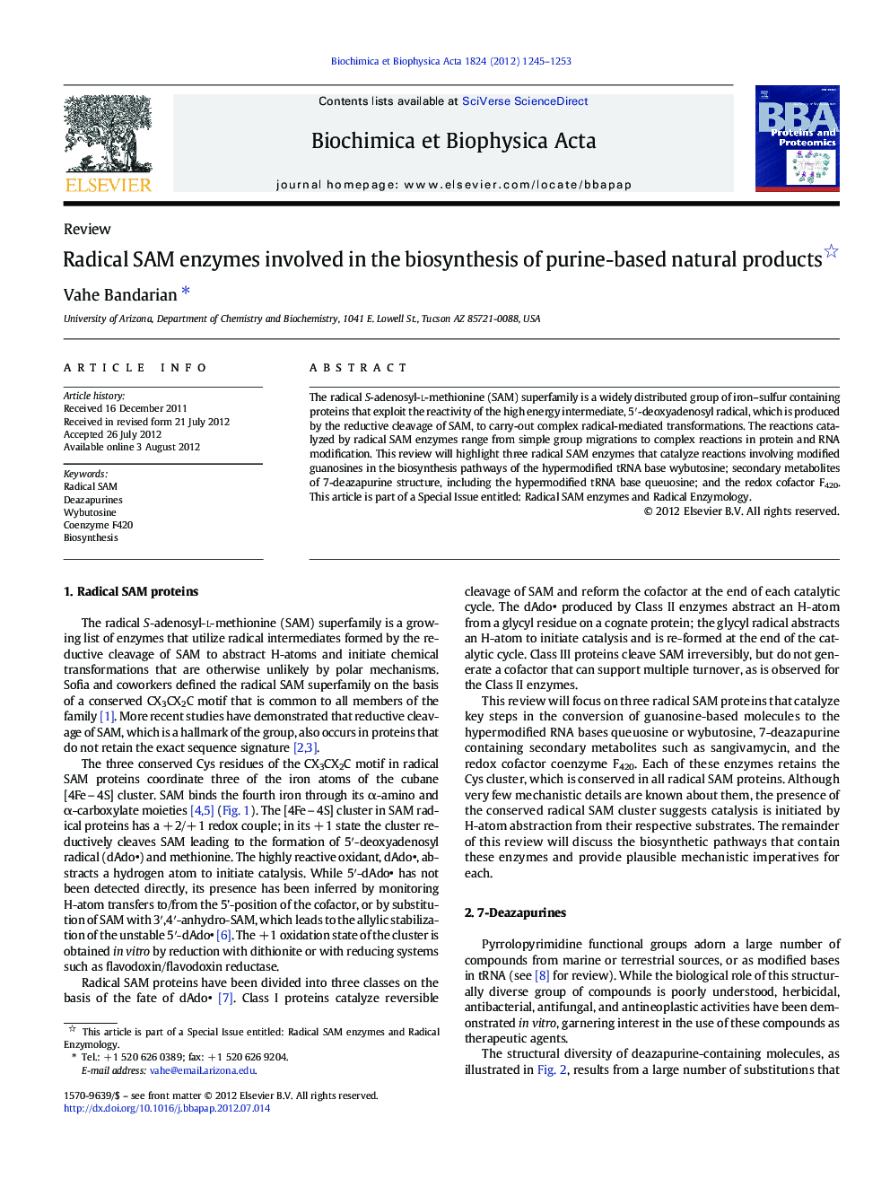 Radical SAM enzymes involved in the biosynthesis of purine-based natural products 