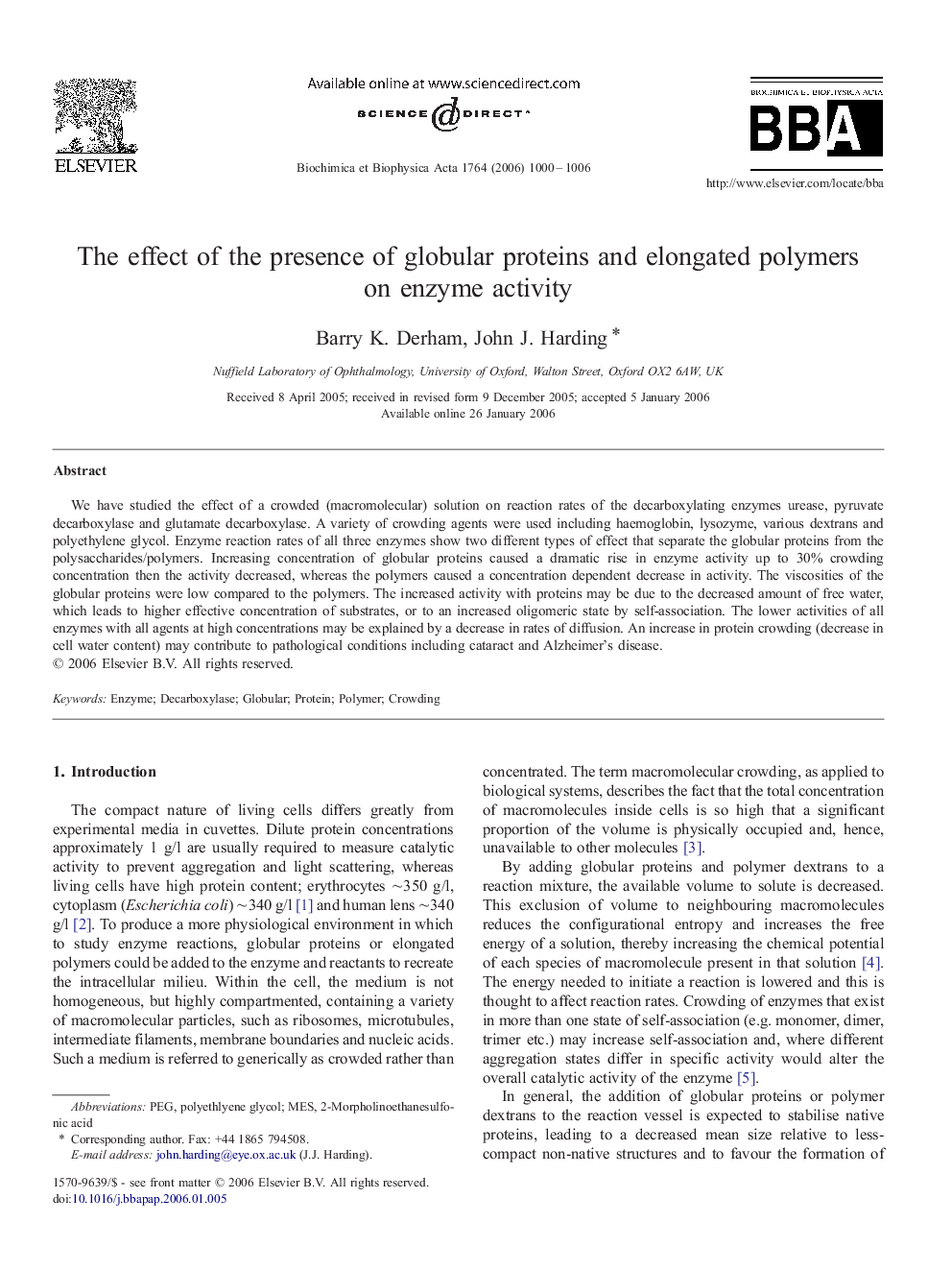 The effect of the presence of globular proteins and elongated polymers on enzyme activity