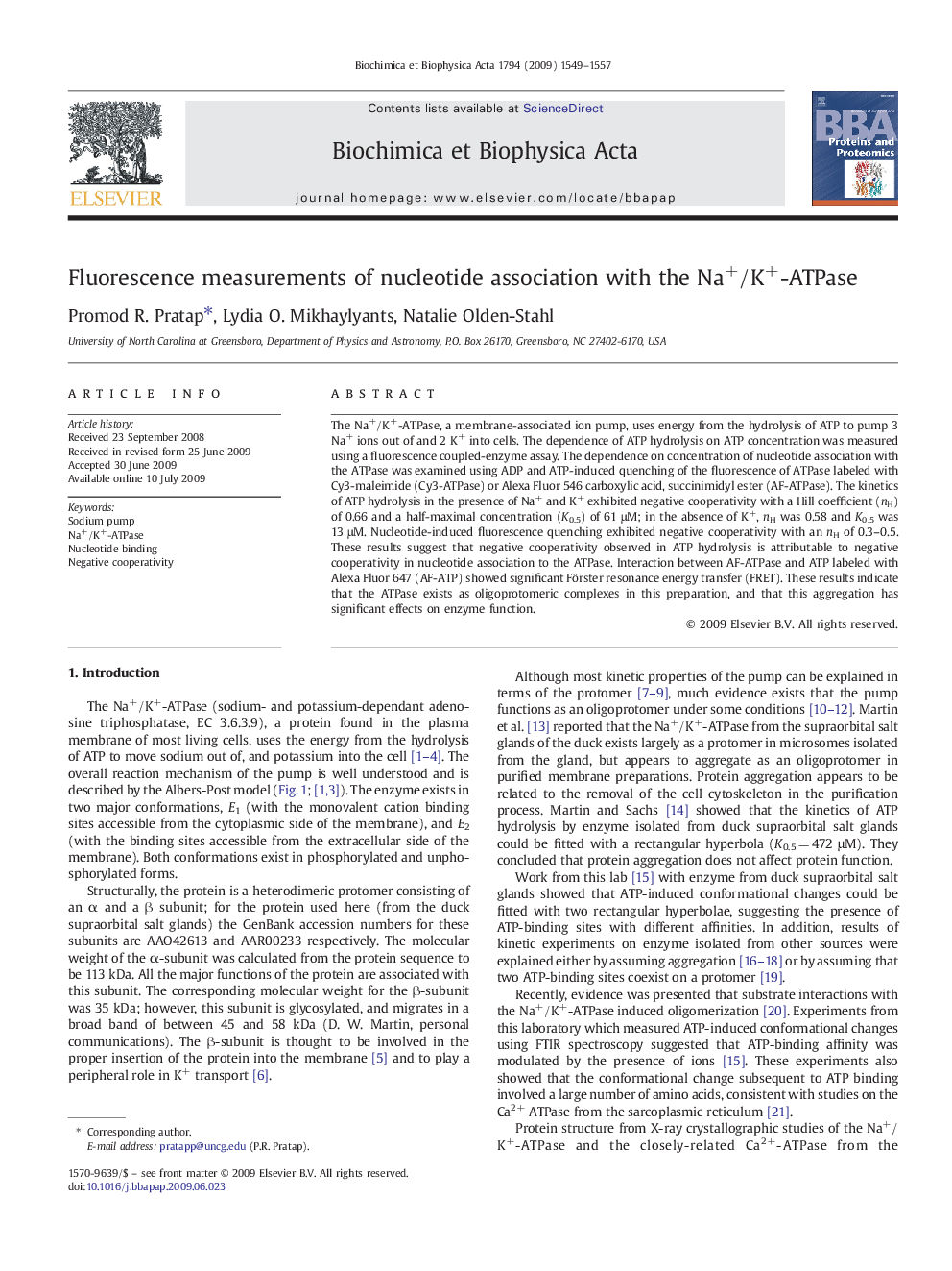 Fluorescence measurements of nucleotide association with the Na+/K+-ATPase