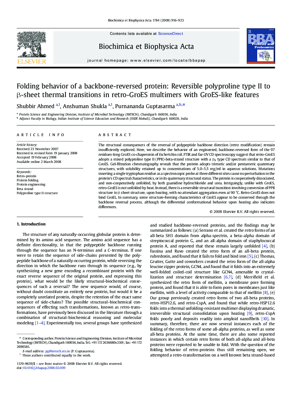 Folding behavior of a backbone-reversed protein: Reversible polyproline type II to β-sheet thermal transitions in retro-GroES multimers with GroES-like features