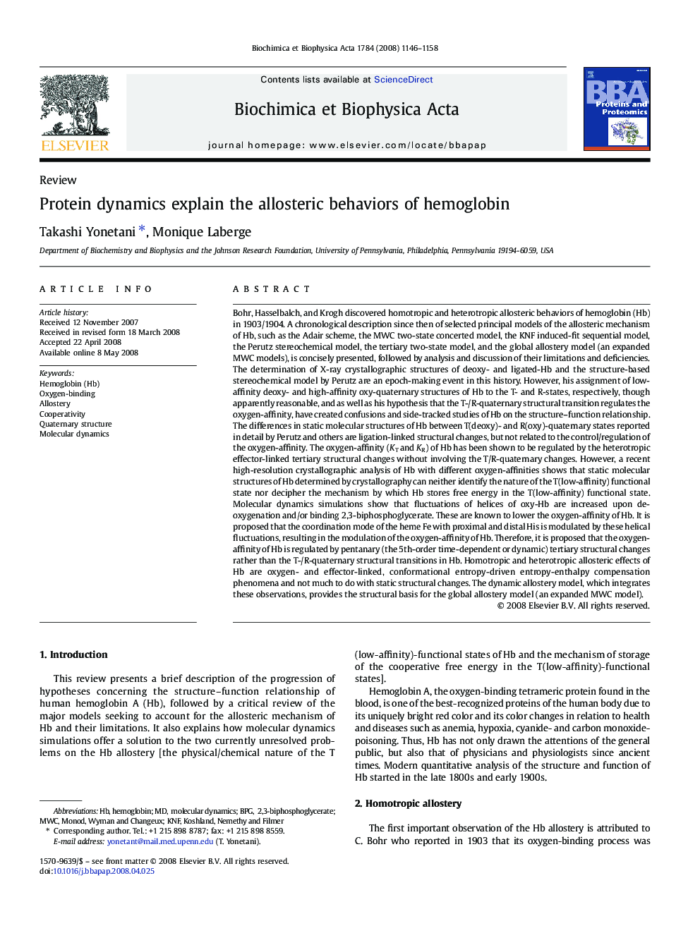 Protein dynamics explain the allosteric behaviors of hemoglobin