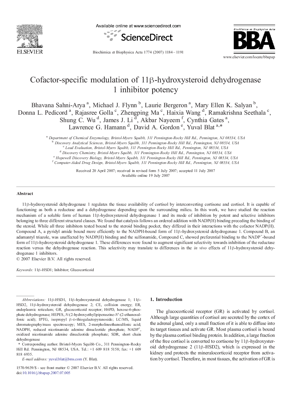 Cofactor-specific modulation of 11β-hydroxysteroid dehydrogenase 1 inhibitor potency