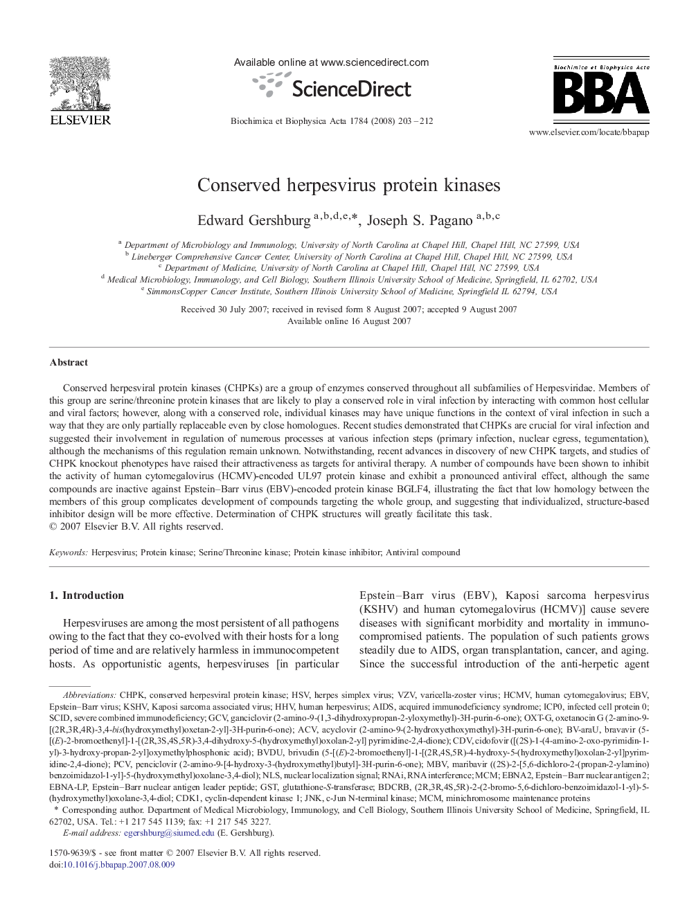 Conserved herpesvirus protein kinases