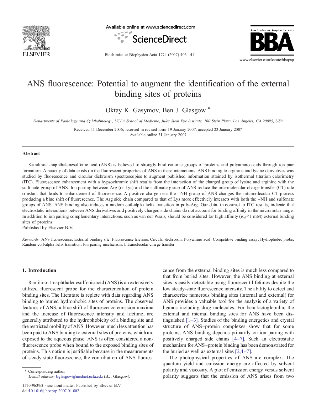 ANS fluorescence: Potential to augment the identification of the external binding sites of proteins