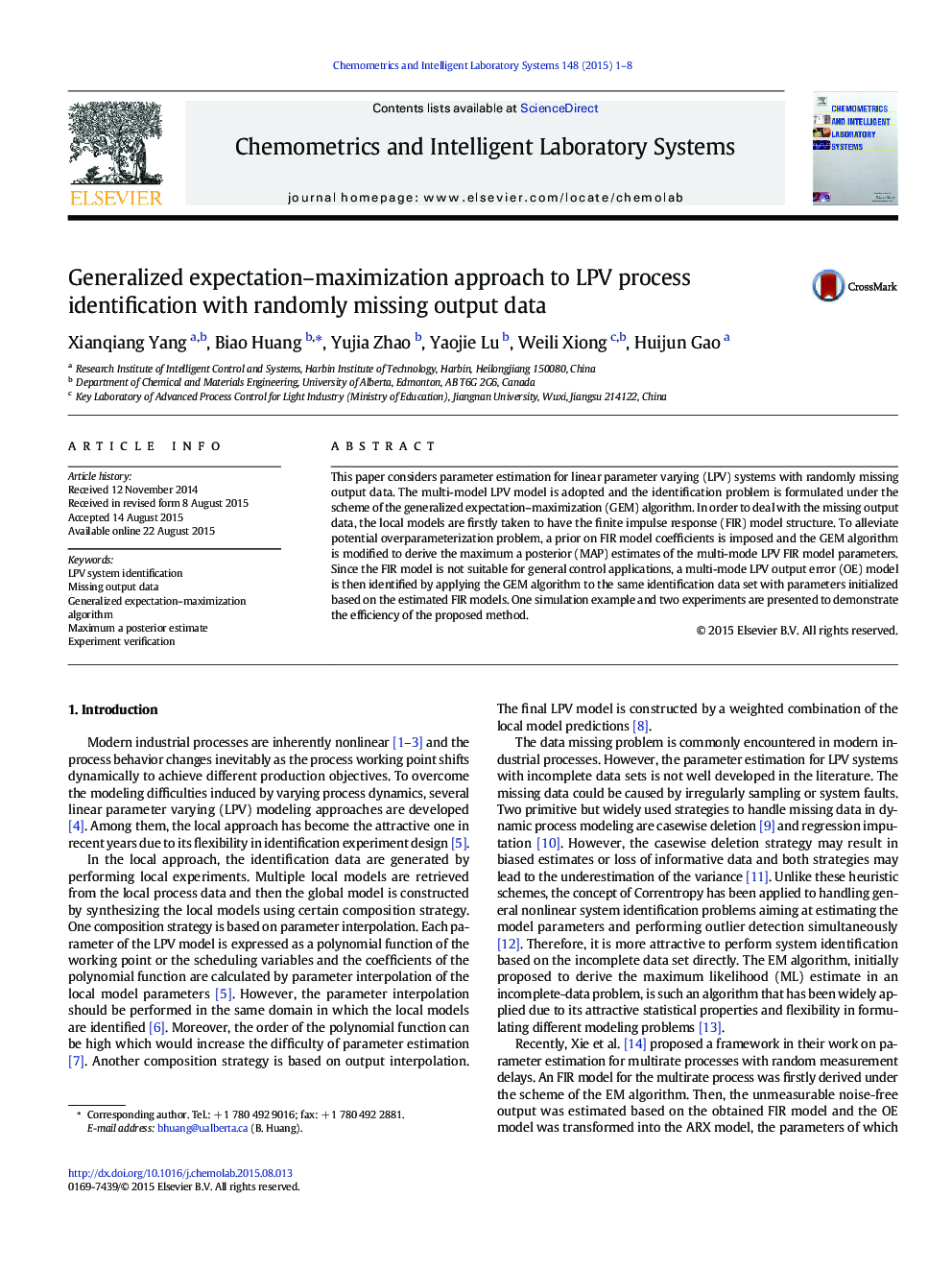 Generalized expectation–maximization approach to LPV process identification with randomly missing output data