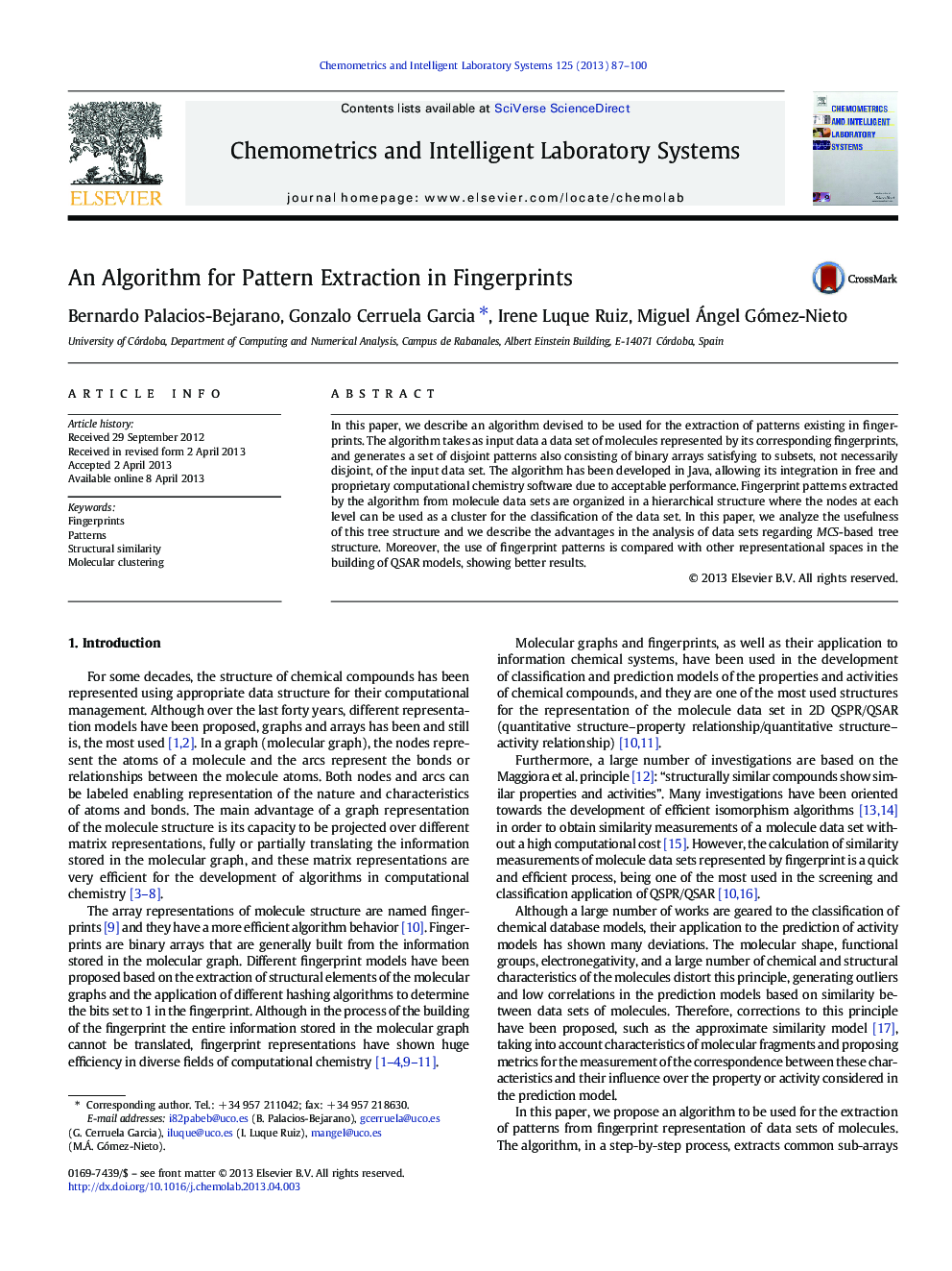 An Algorithm for Pattern Extraction in Fingerprints